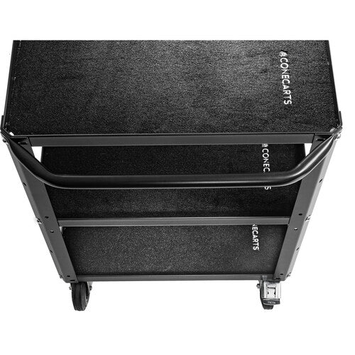 ConeCarts Large 3-Shelf Cart with Black Moquette Up View