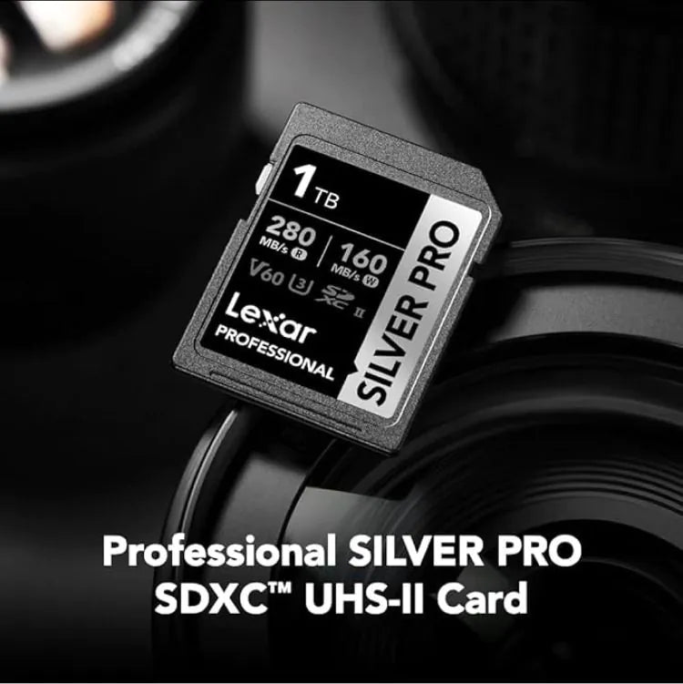 Professional Silver PRO SDXC UHS-II Card Side View