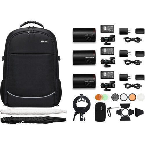 Godox AD100pro pocket flash 3-light kit for portable lighting setups