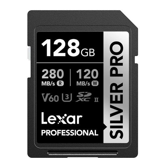 Lexar Professional SILVER PRO 128GB SDXC UHS-II memory card for professional cameras