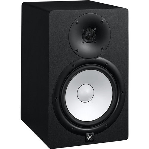 Yamaha HS8 powered 8-inch bi-amp studio monitor speaker with white cone and rear bass-reflex port