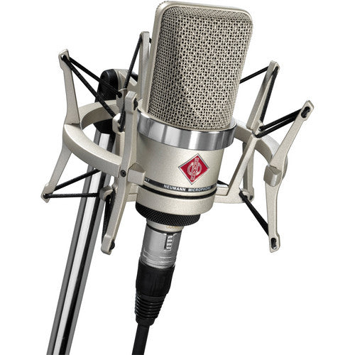 Neumann TLM 102 large-diaphragm cardioid condenser microphone studio set in nickel finish with shockmount