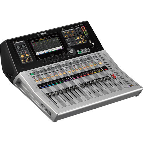 Yamaha TF1 digital mixing console with touchscreen display, motorized faders, and professional live sound features