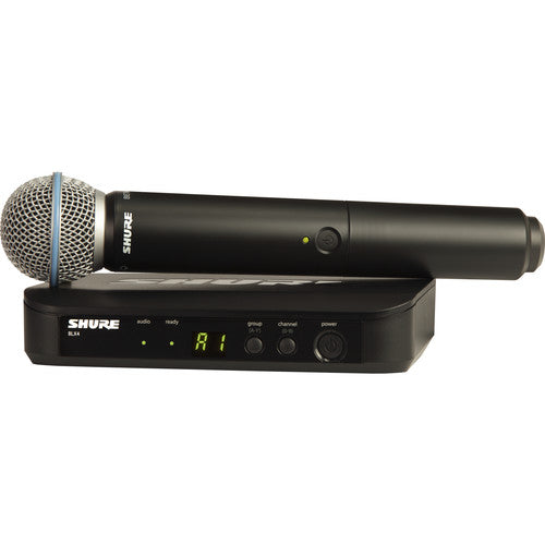 Shure BLX24 B58 wireless handheld microphone system with Beta 58A capsule and BLX4 receiver