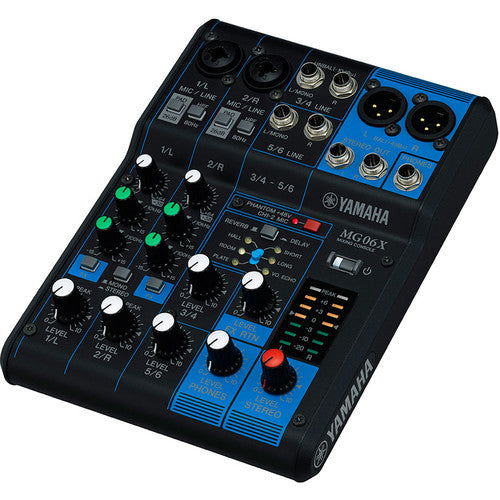 Yamaha MG06X 6-input analog mixing console with SPX digital effects and D-PRE microphone preamps