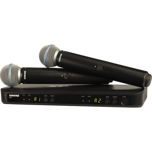 Shure BLX288 B58 dual wireless handheld microphone system with Beta 58A capsules and receiver