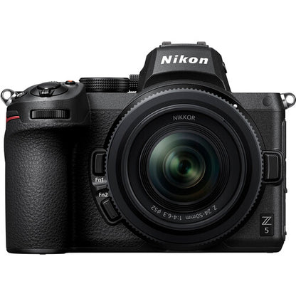 Nikon Z5 mirrorless camera with 24-50mm lens black front view