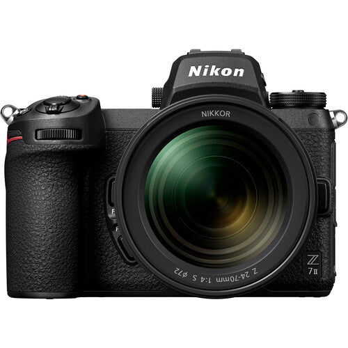 Nikon Z7 II camera body with NIKKOR Z 24-70 mm f/4 S lens, front view