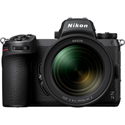 Nikon Z7 II camera body with NIKKOR Z 24-70 mm f/4 S lens, front view