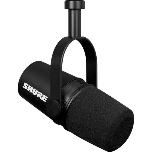 Shure MV7X XLR podcast microphone with broadcast-style dynamic capsule and metal body