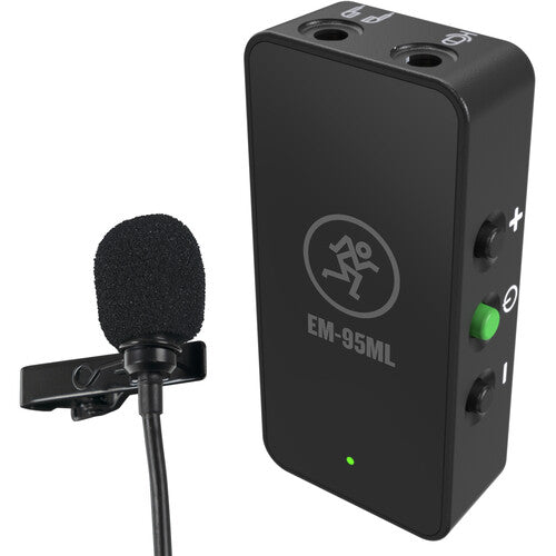Mackie EM‑95ML lavalier microphone with in‑line amplifier for clear hands‑free audio