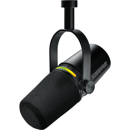 Shure MV7X XLR podcast microphone with broadcast-style dynamic capsule and metal body