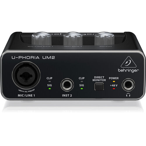Behringer U-PHORIA UM2 2x2 USB Audio Interface with XENYX Mic Preamplifier