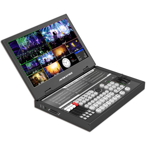  AVMATRIX PVS0615U Portable 6-Channel Switcher with USB Streaming & 15.6 Display Side View