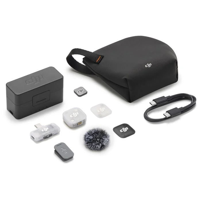 DJI Mic Mini 2 wireless microphone with single transmitter mobile receiver and charging case for smartphone content creation