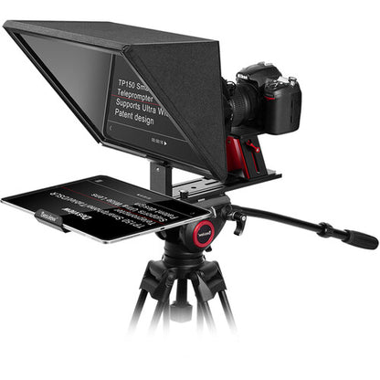 Desview TP150 portable teleprompter for tablets and smartphones with 70/30 beamsplitter glass and adjustable camera mount