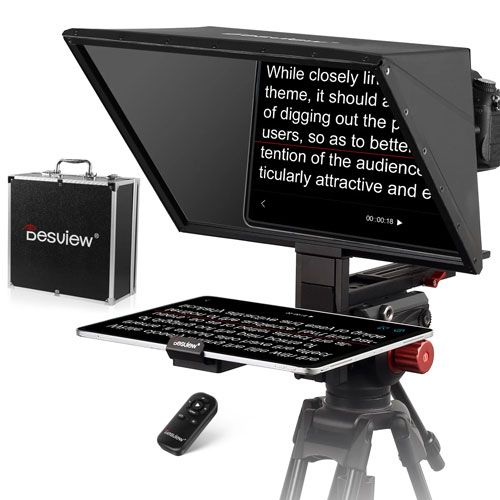 Desview TP170 portable teleprompter for tablets and smartphones with 70/30 beamsplitter glass for 12.9–17-inch devices