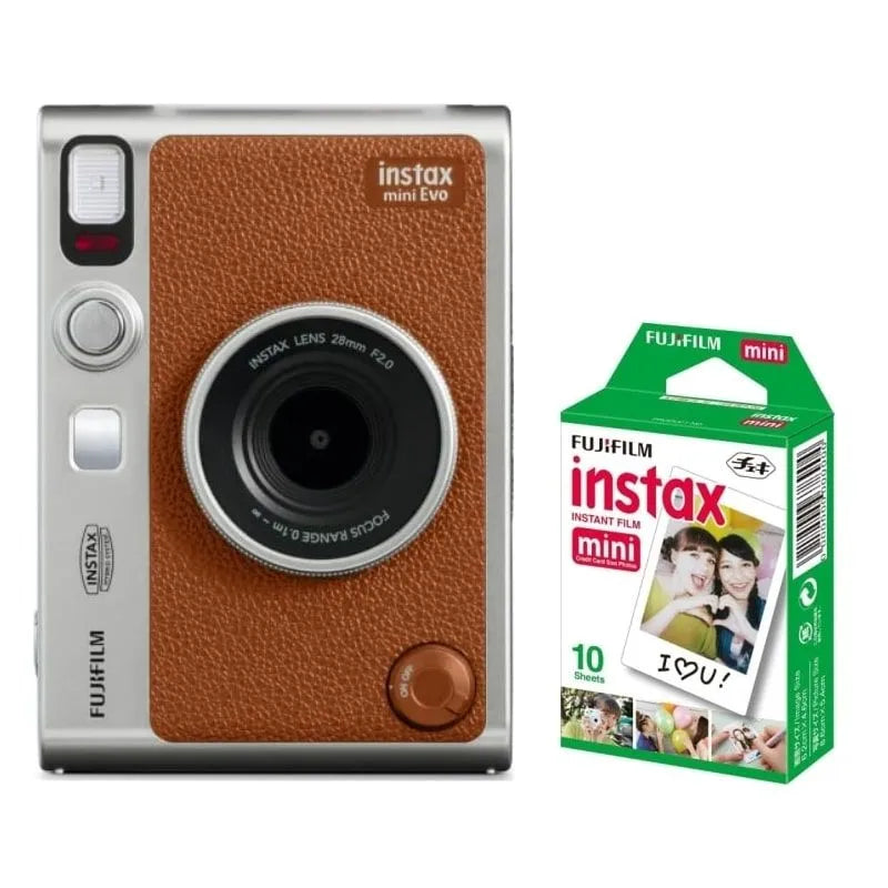 Fujifilm Instax Mini Evo Camera With 10 sheets Film Sheet (Brown) front view