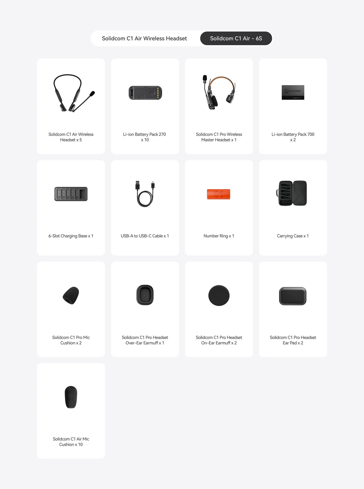 Hollyland Solidcom C1 Air 6S 6-Person Noise-Cancelling Headset Intercom