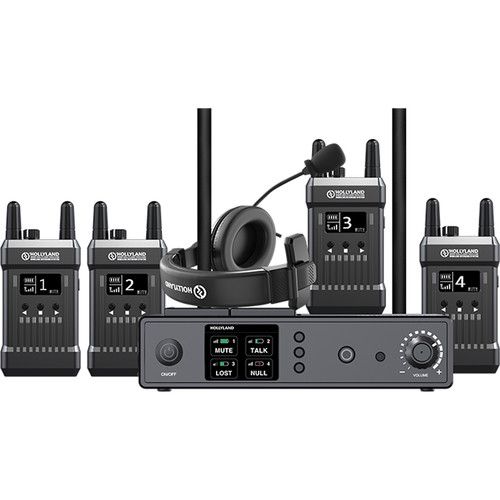 Hollyland Full Duplex Wireless Intercom System (1 Base Station and 4 Beltpacks) Front View