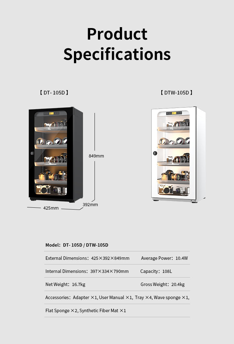 LENTHEM Photography Dry Cabinet -55L ( Black/White )