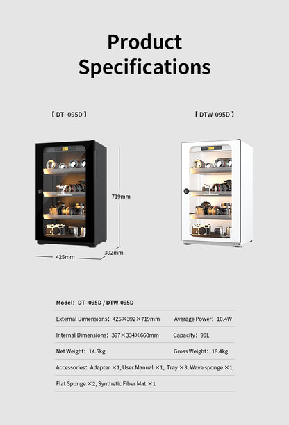 LENTHEM Photography Dry Cabinet -90L (White/Black)