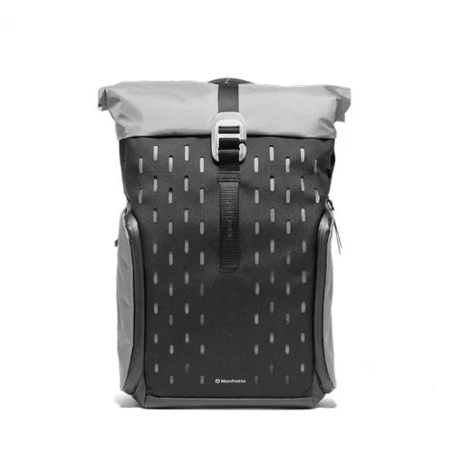 Manfrotto UNCOVER 24L expandable camera backpack with removable camera insert, side camera access and dedicated 14-inch laptop compartment.