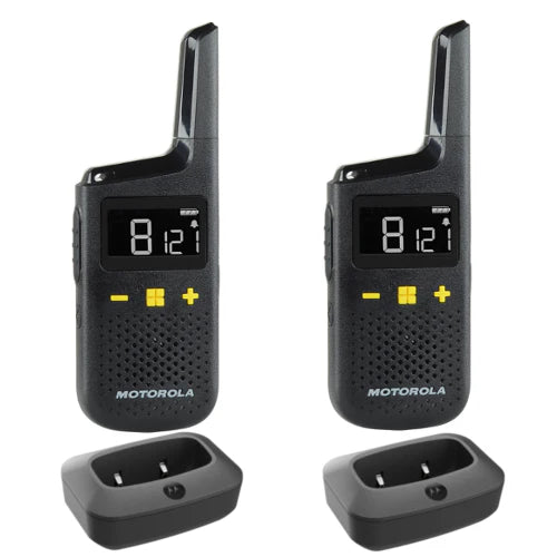 Motorola XT185 walkie-talkie twin pack with rechargeable batteries for outdoor and business communication