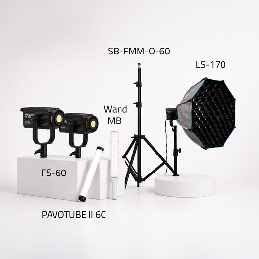 Nanlite TikTok LIVE Mobile Lighting Kit Pro with dual FS-60B LED lights, Wand MB, PavoTube II 6C, softbox, and light stand