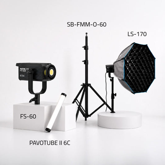 Nanlite TikTok LIVE Mobile Lighting Kit with FS-60B LED light, PavoTube II 6C, softbox, and light stand