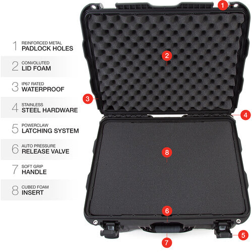 Nanuk 950 wheeled hard protective case with cubed foam insert
