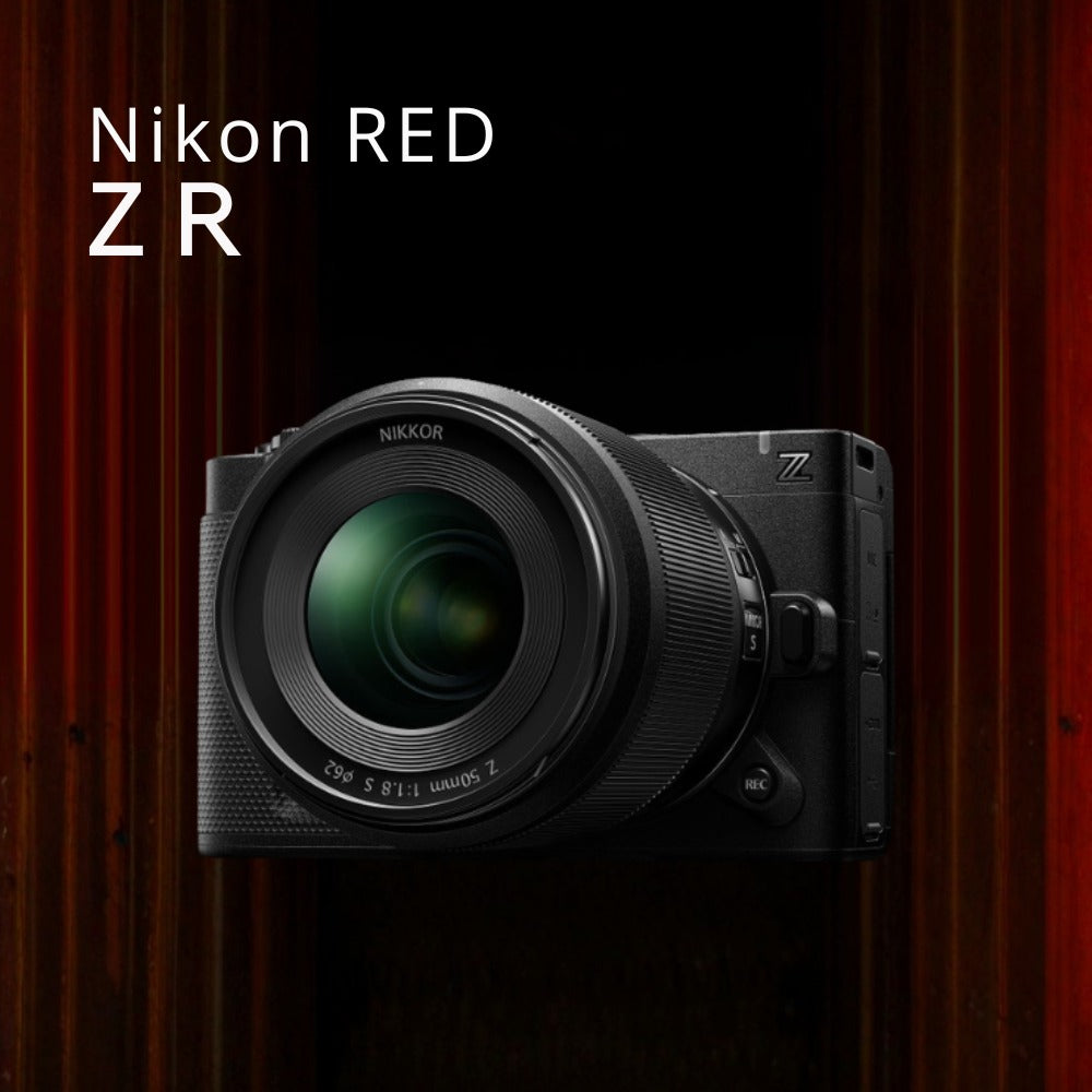 Nikon RED ZR camera on a dark background