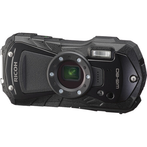 Ricoh WG-80 rugged waterproof digital camera with 16MP sensor and 5x optical zoom (Black)