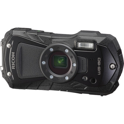 Ricoh WG-80 rugged waterproof digital camera with 16MP sensor and 5x optical zoom (Black)