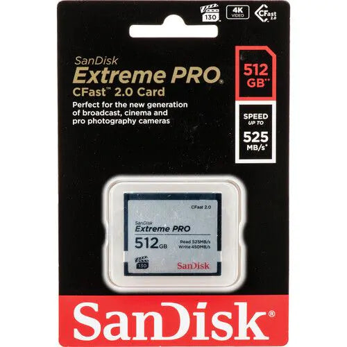 SanDisk 512GB Extreme PRO CFast 2.0 Memory Card Frontview