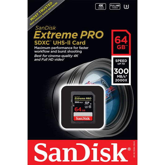 Sandisk Extreme PRO 64GB 300MB/s, UHS-II, Class 10, U3, V90