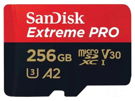 Sandisk Extreme Pro SDXC UHS-I Micro SD 256GB 200 MB/s Frontview
 