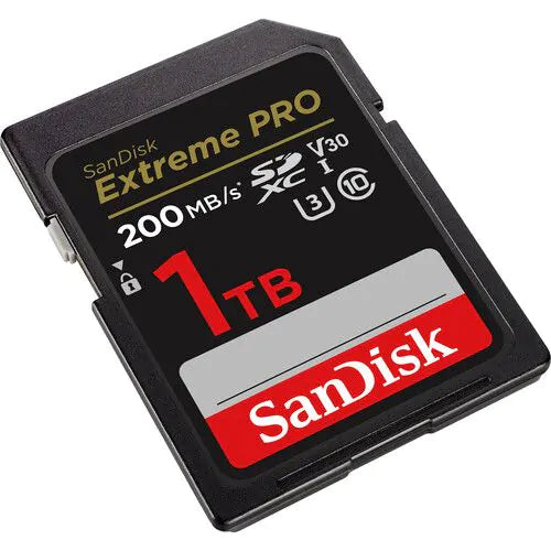 Sandisk Extreme Pro SDXC UHS-I SD 1TB 200 MB/s Sideview