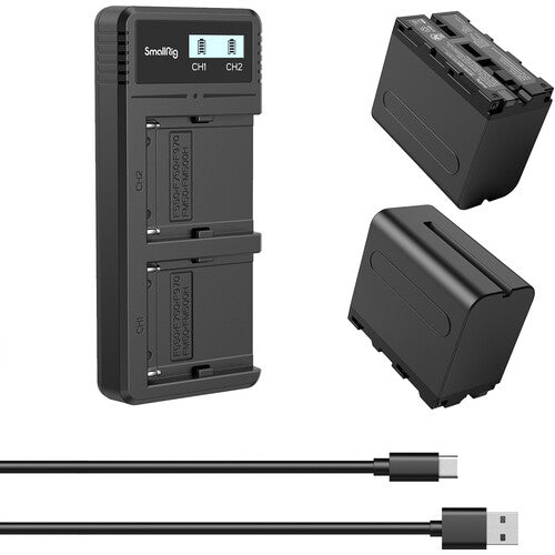 SmallRig NP-F970 rechargeable battery and charger kit for LED lights, field monitors, cameras, and video accessories