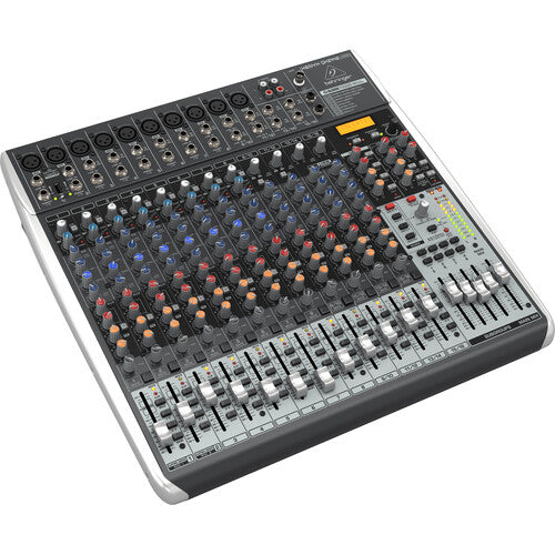Behringer XENYX QX2442USB 24-input analog mixer with Klark Teknik multi-FX, USB audio interface, and wireless-ready design