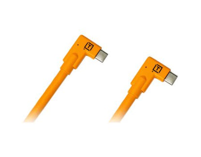 Tether Tools TetherPro Dual Right-Angle USB-C Cable (15', High-Visibility Orange)