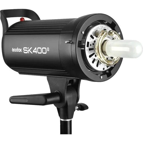 Godox SK400II 2-head studio flash kit with softboxes, stands, Bowens reflector, and XT-16 transmitter