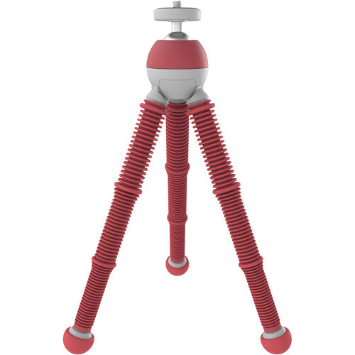 JOBY PodZilla Medium Tabletop Tripod Kit in red with flexible legs and GripTight smartphone mount