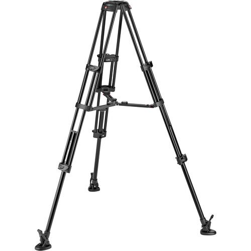 Manfrotto 608 Nitrotech Fluid Video Head and Aluminum Twin Leg Tripod with Middle Spreader
