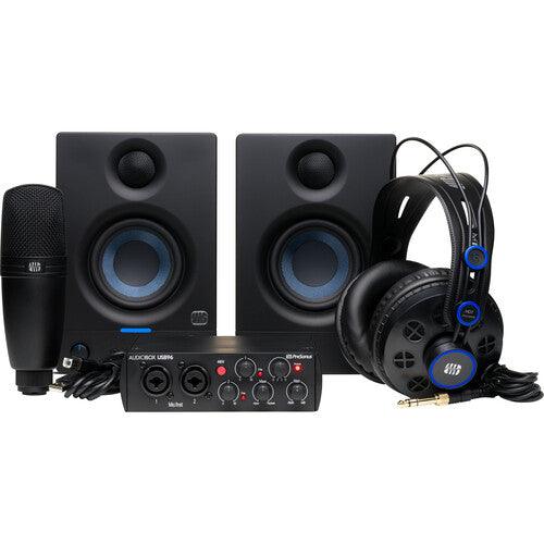 PreSonus AudioBox USB 96 complete recording bundle with microphone and headphones