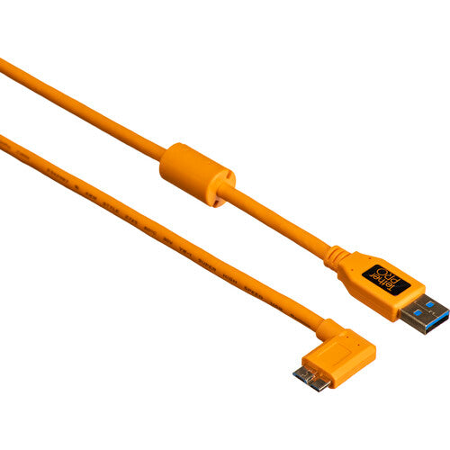Tether Tools USB 3.0 Type-A to Micro-USB right-angle cable 15ft orange