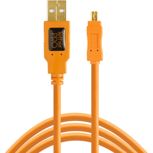 Tether Tools TetherPro USB-A 2.0 to Mini-B 8-Pin cable 15ft orange