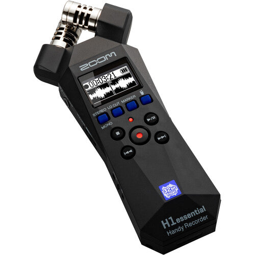 Zoom H1essential 32-bit float portable audio recorder with built-in stereo microphones