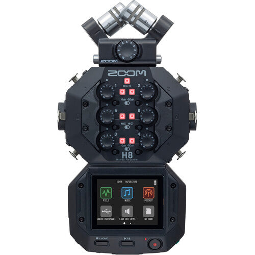 Zoom H8 portable 8-input 12-track handy recorder with interchangeable microphone capsules