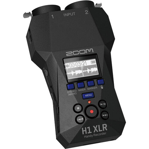 Zoom H1 XLR portable audio recorder with XLR input and built-in stereo microphones for video recording